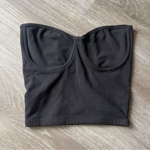 Joah Brown Sueded Onyx Strapless Bustier Top SM